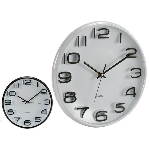RELOJ PARED GIFTDECOR RELIEVE BLANCO/NEGRO 33CMS